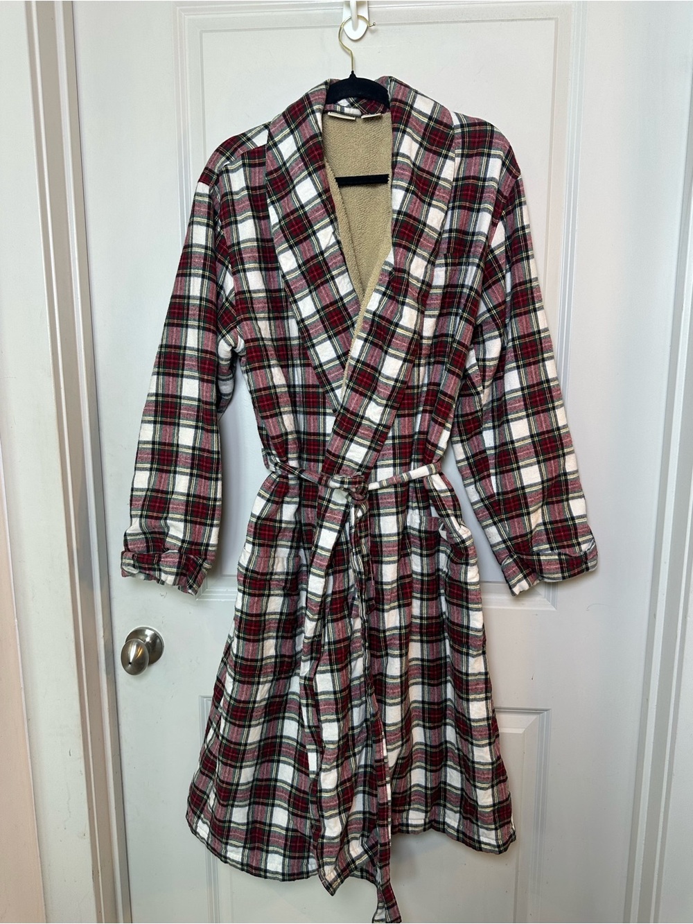 L.L. Bean Flannel Fleece Lined Heavy Cotton Plaid Robe, Medium